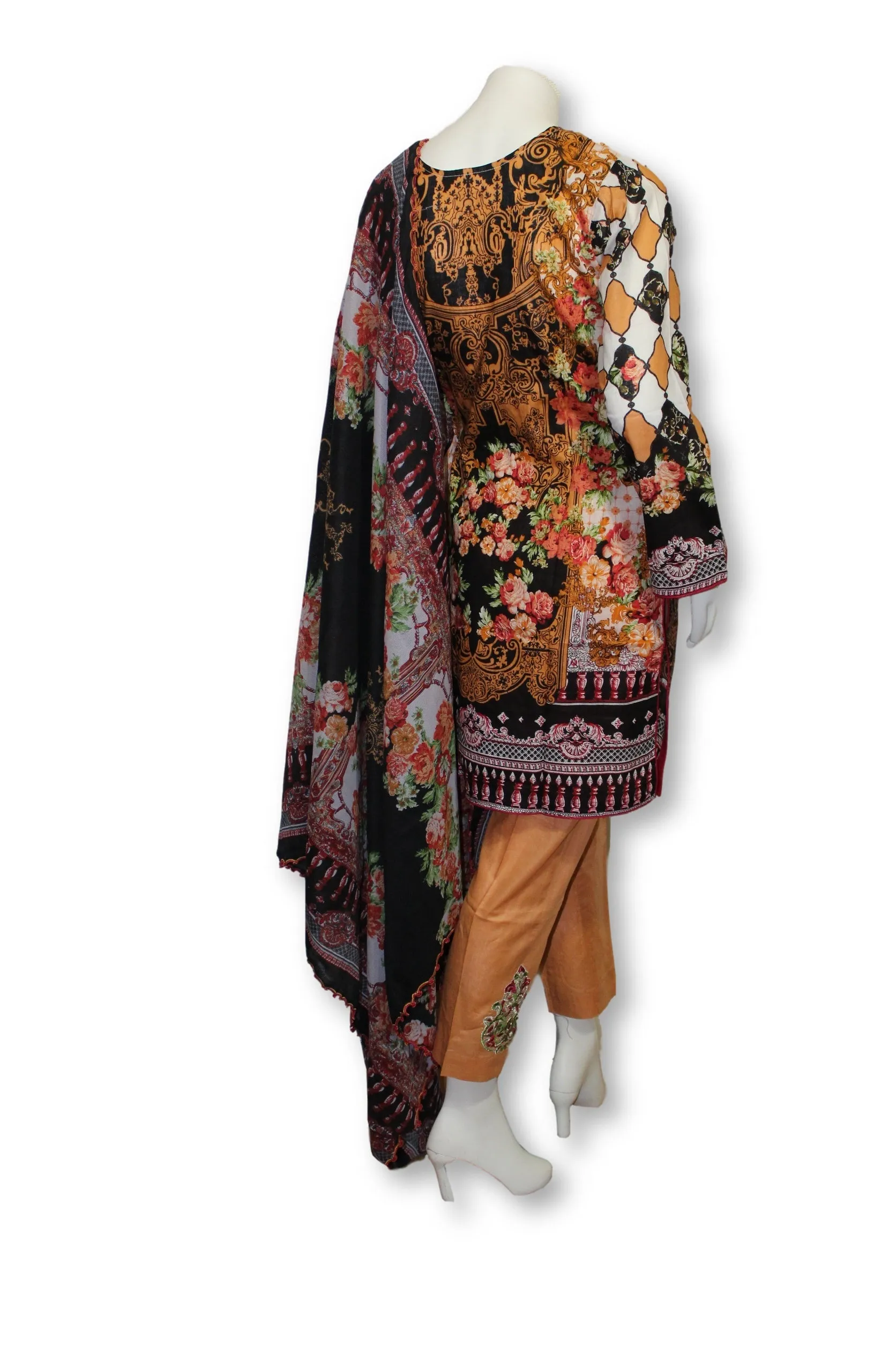 A21 Pakistani Indian Fine Design 3 Pcs Embroidered  Lawn Suit