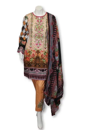 A21 Pakistani Indian Fine Design 3 Pcs Embroidered  Lawn Suit