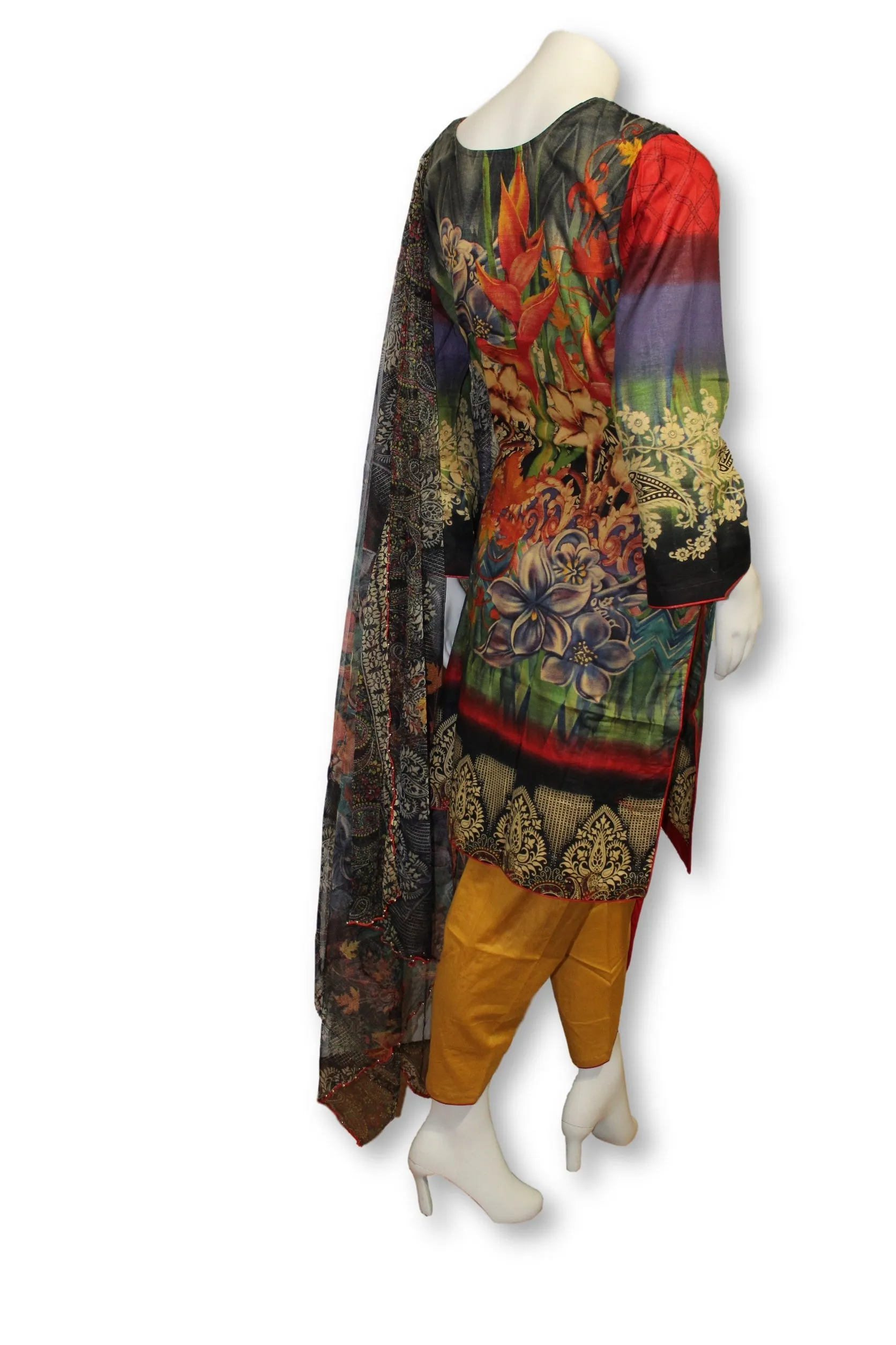 A24 Pakistani Indian Fine Design 3 Pcs Embroidered  Lawn Suit