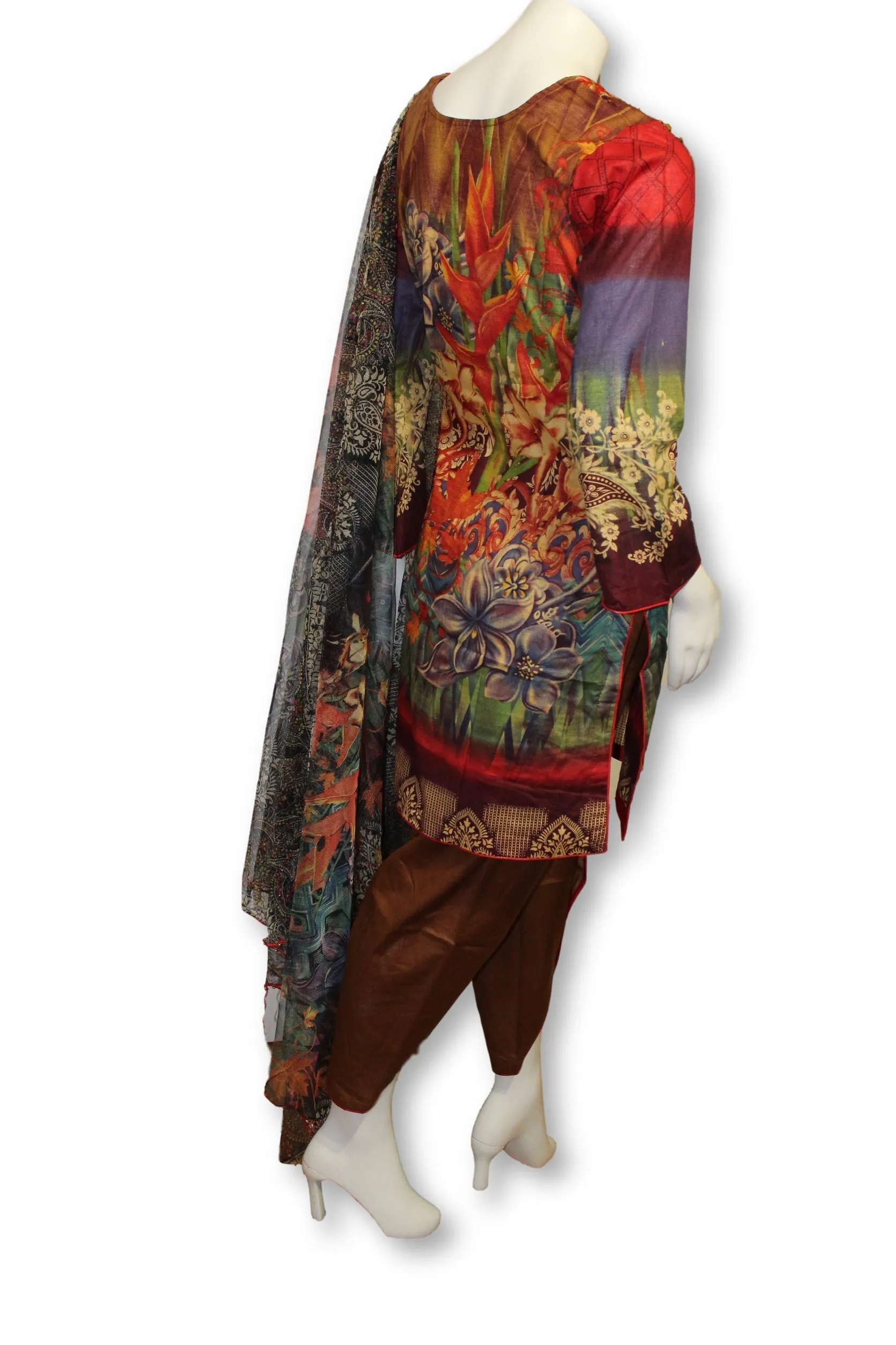 A24 Pakistani Indian Fine Design 3 Pcs Embroidered  Lawn Suit