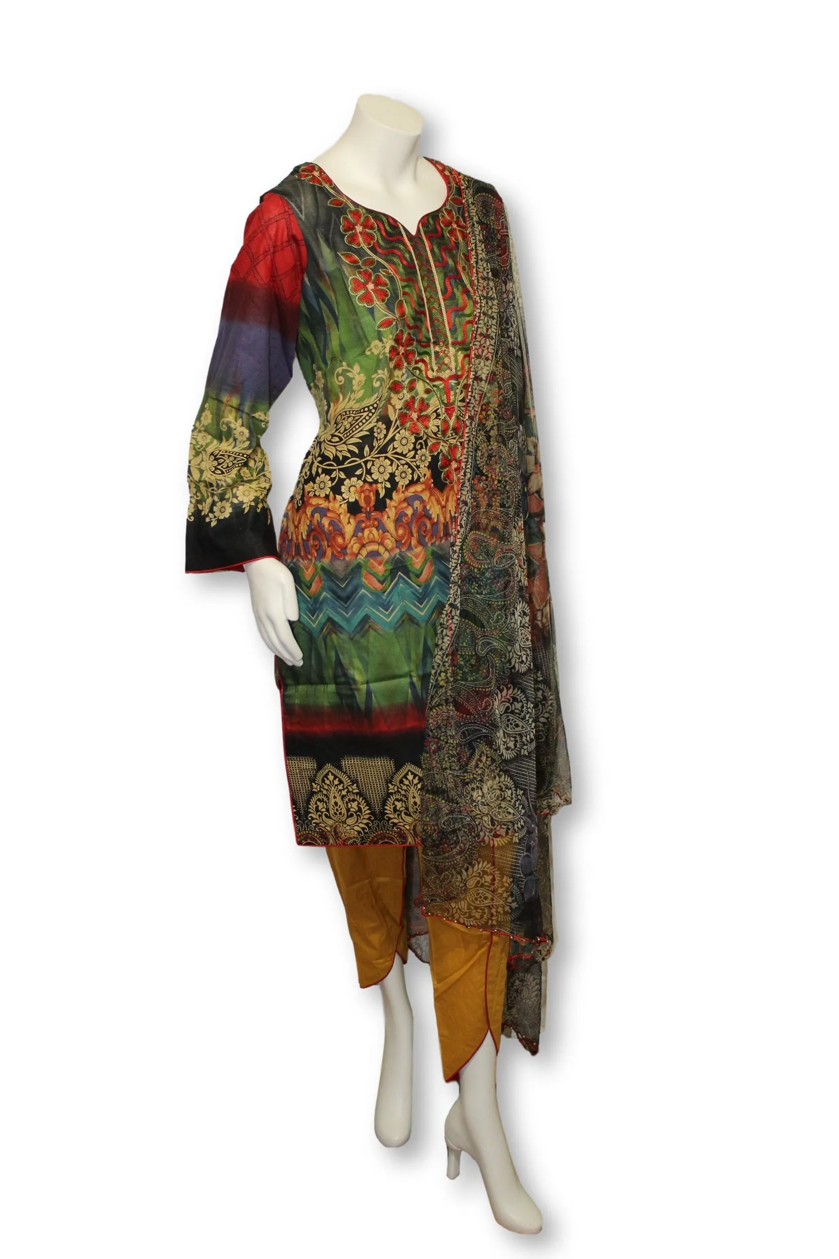 A24 Pakistani Indian Fine Design 3 Pcs Embroidered  Lawn Suit