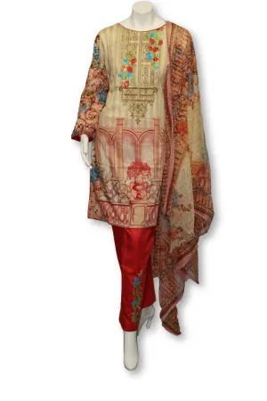 A27 Pakistani Indian Fine Design 3 Pcs Embroidered  Lawn Suit