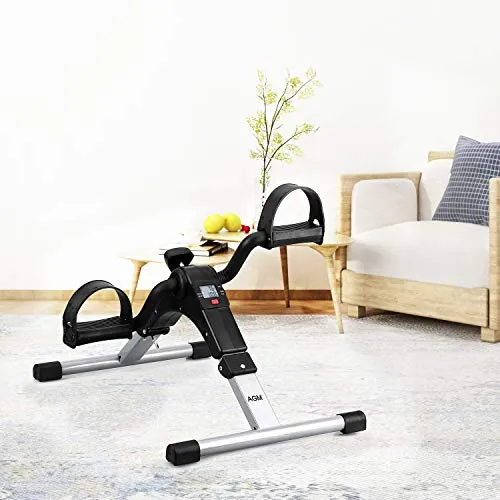 AGM Folding Pedal Mini Portable Arm Leg Under Desk Bike, Foot, Hand Cycle, Peddler Exercise Machine for Elderly Men Women