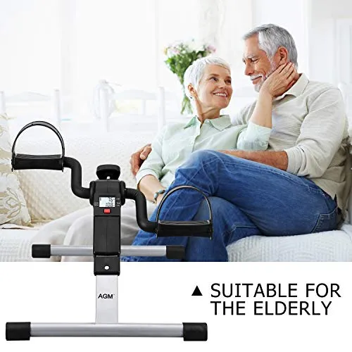 AGM Folding Pedal Mini Portable Arm Leg Under Desk Bike, Foot, Hand Cycle, Peddler Exercise Machine for Elderly Men Women