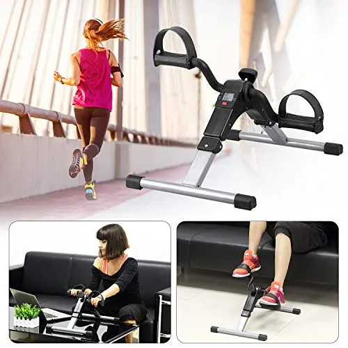 AGM Folding Pedal Mini Portable Arm Leg Under Desk Bike, Foot, Hand Cycle, Peddler Exercise Machine for Elderly Men Women
