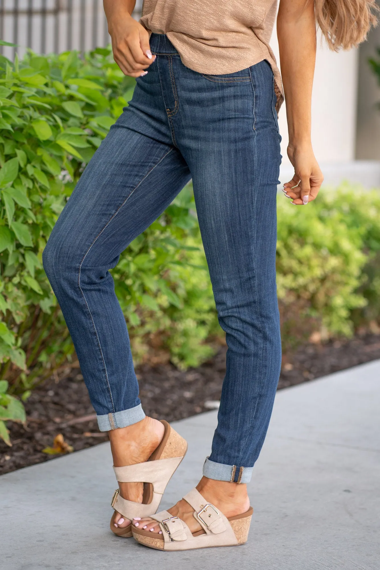 Alexandria High Rise Pull On Double Cuffed Slim Fit Regular & Plus Sizes