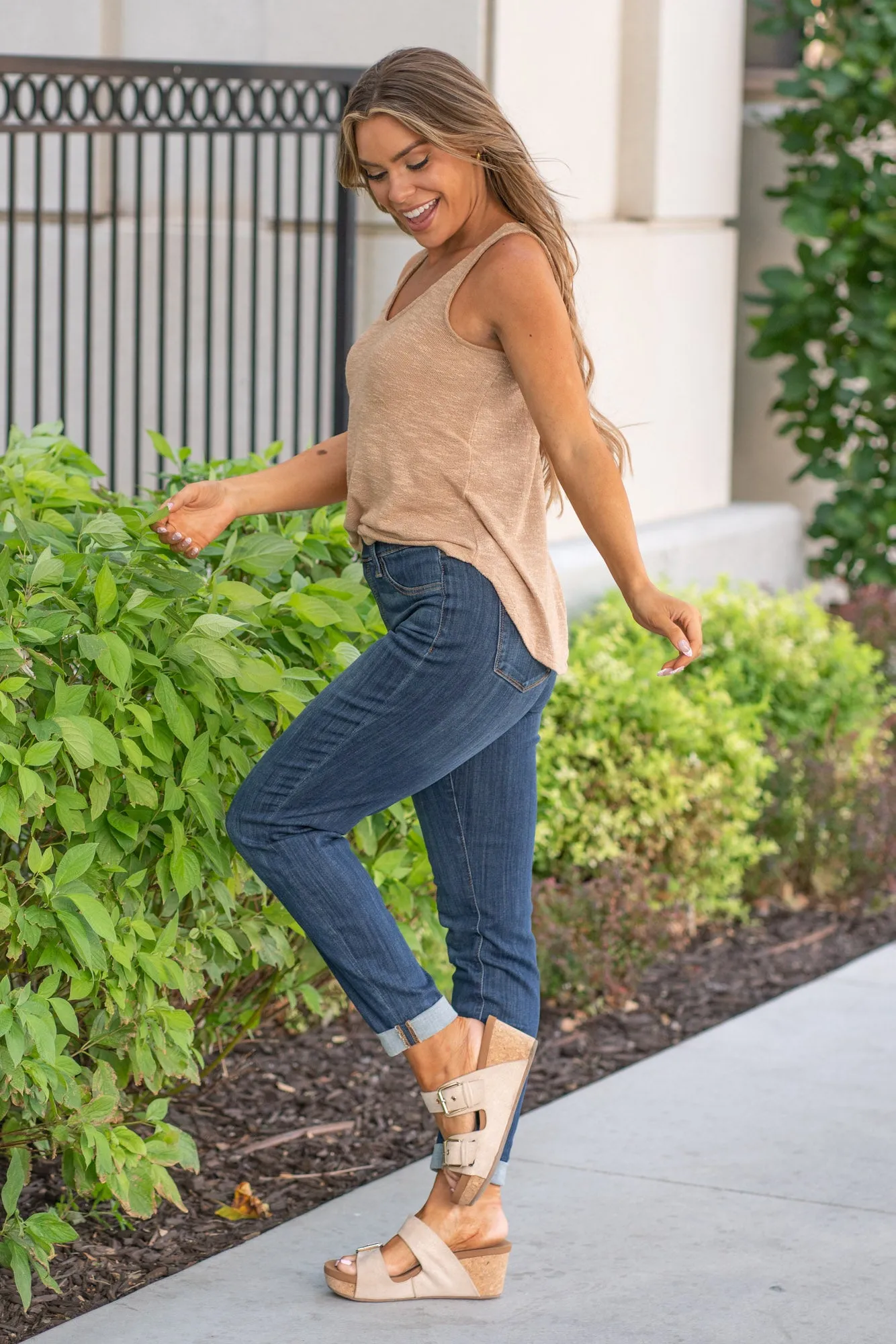Alexandria High Rise Pull On Double Cuffed Slim Fit Regular & Plus Sizes