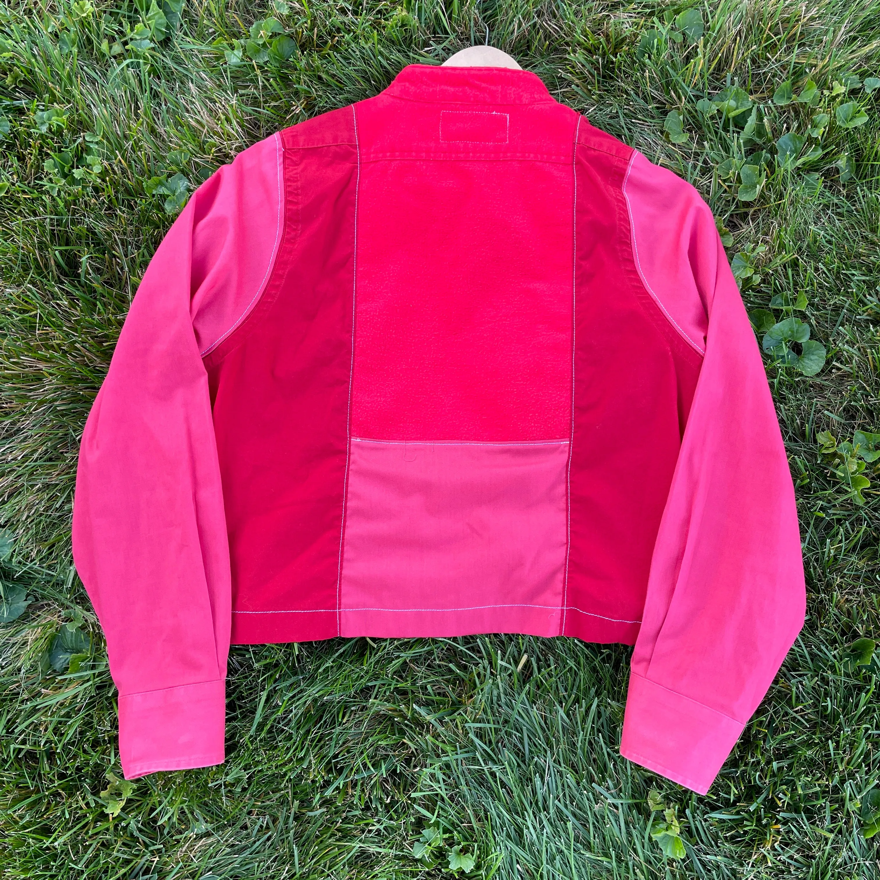 All Red Purple Long Sleeve Shirt Crop Hybrid