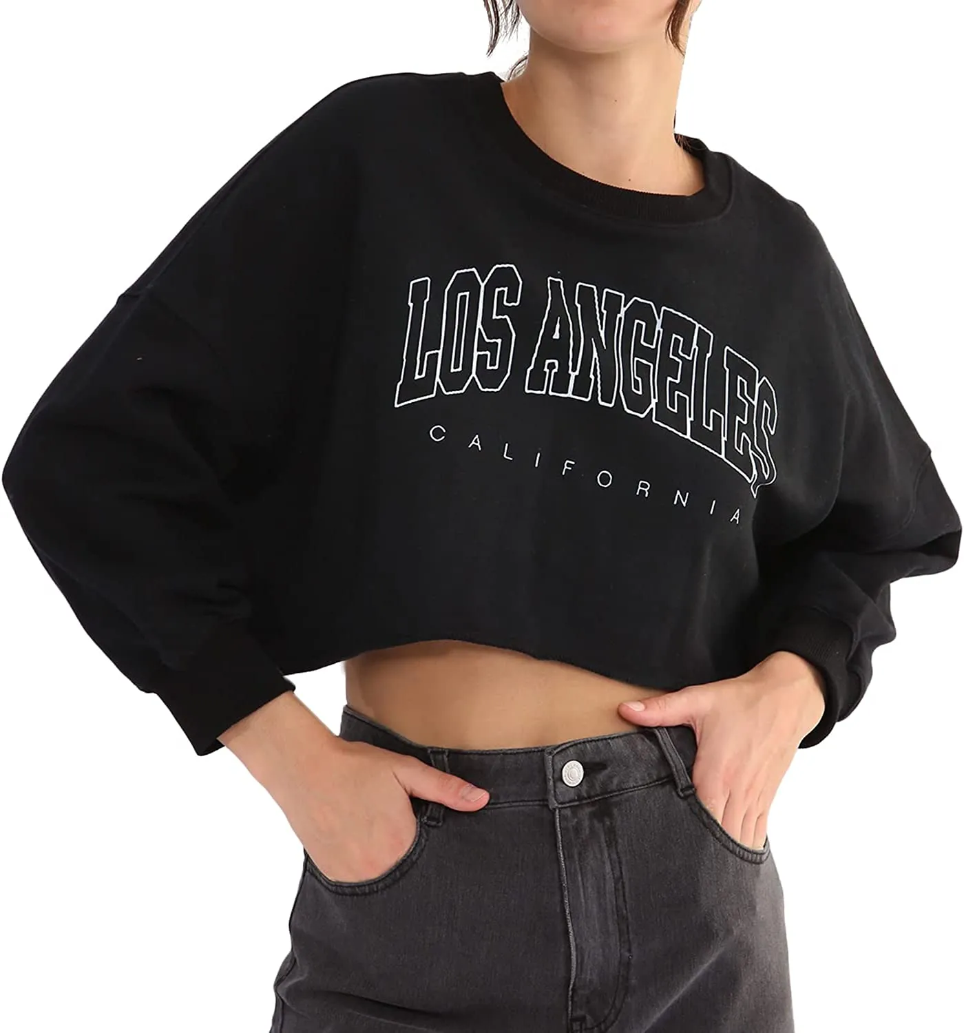 Amazhiyu Women’s Oversize Cropped Sweatshrit