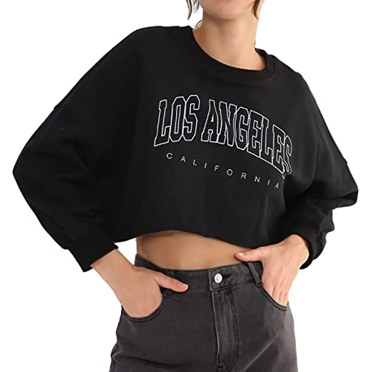Amazhiyu Women’s Oversize Cropped Sweatshrit