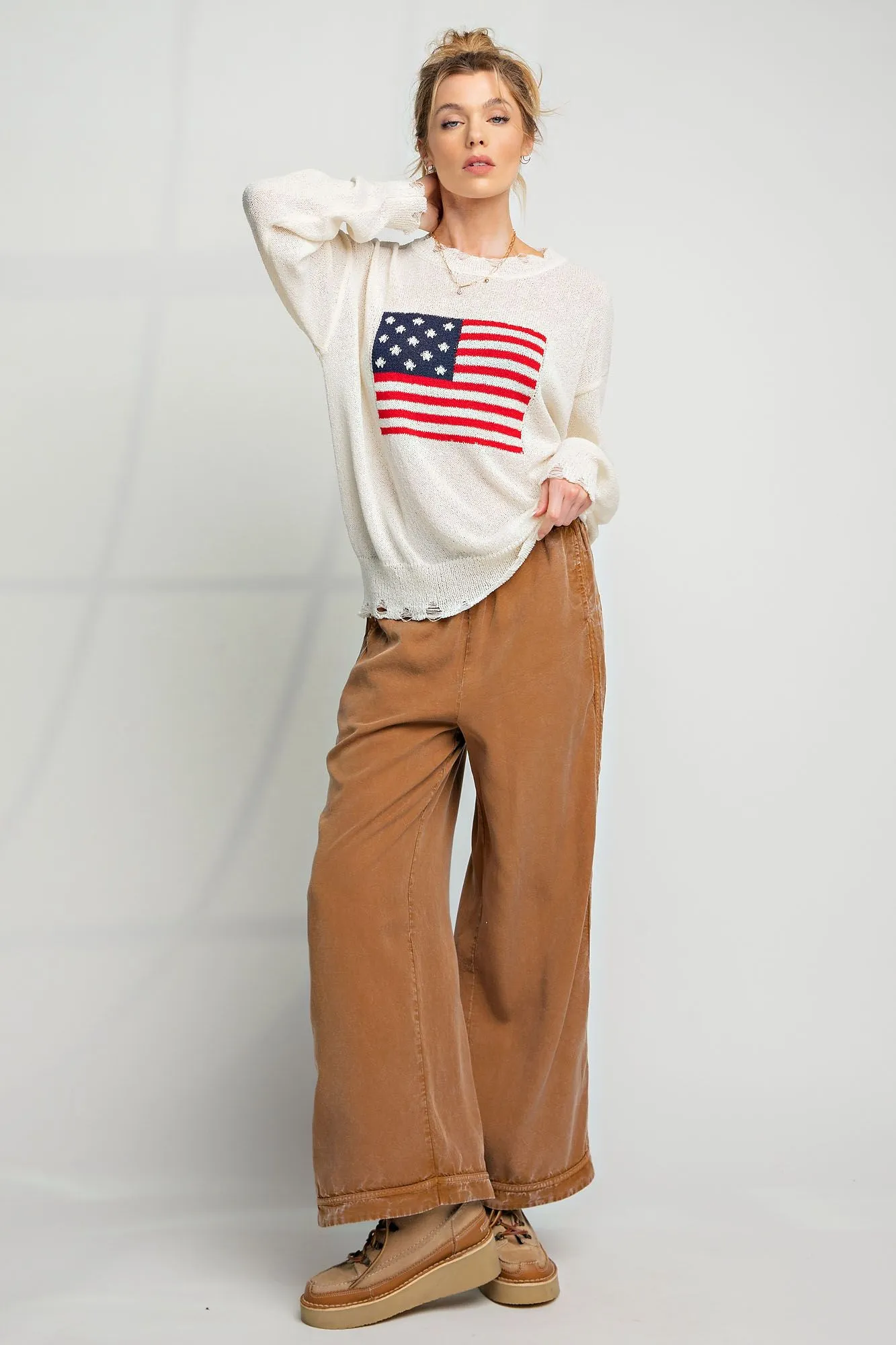 American Flag Distressed Sweater