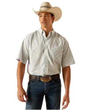 ARIAT MENS CLASSIC FIT SHORT SLEEVE--AQUA