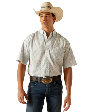 ARIAT MENS CLASSIC FIT SHORT SLEEVE--AQUA