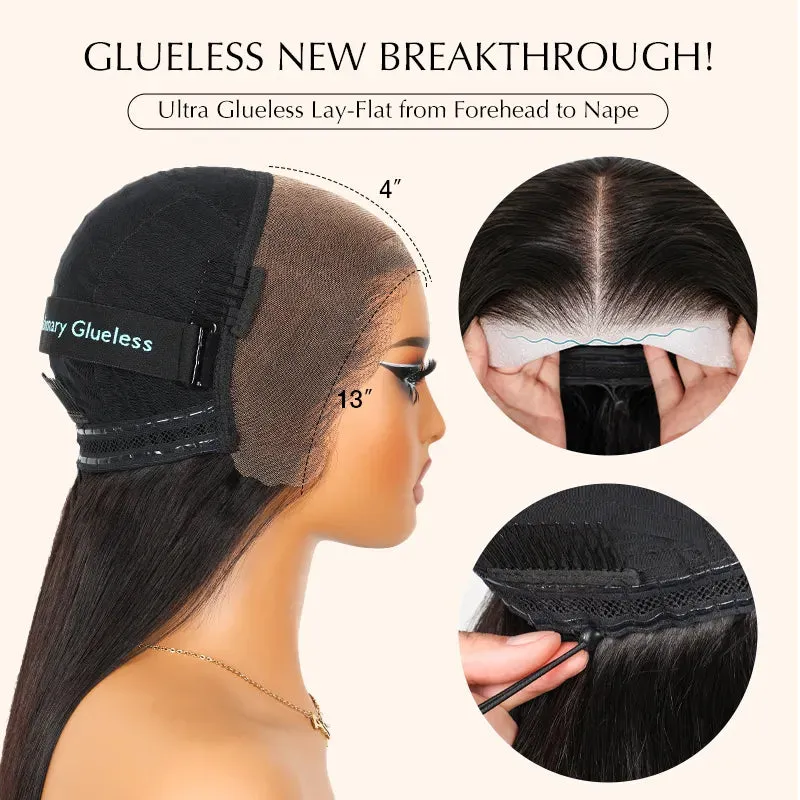 Ashimary Newborn Hairline 13x4 Glueless Lace BlendAway Transparent Lace Black Kinky Straight Wig