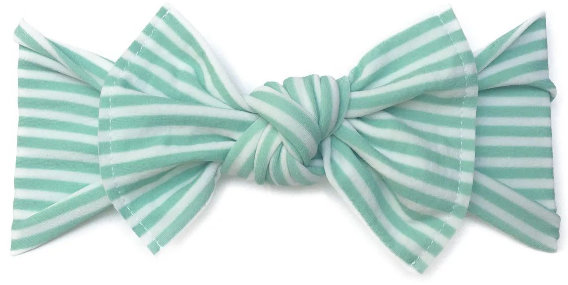 Baby Bling Mint Stripe Printed Knot Headband