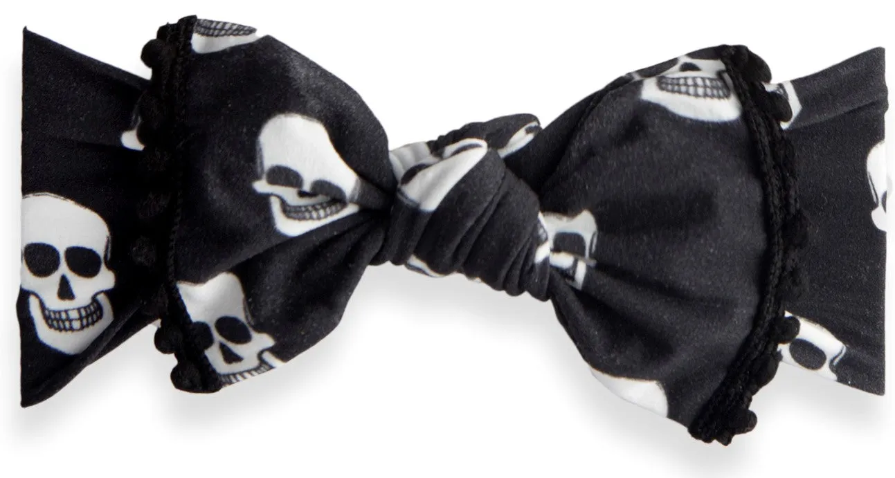 Baby Bling Skelly Pom Trimmed Knot Headband