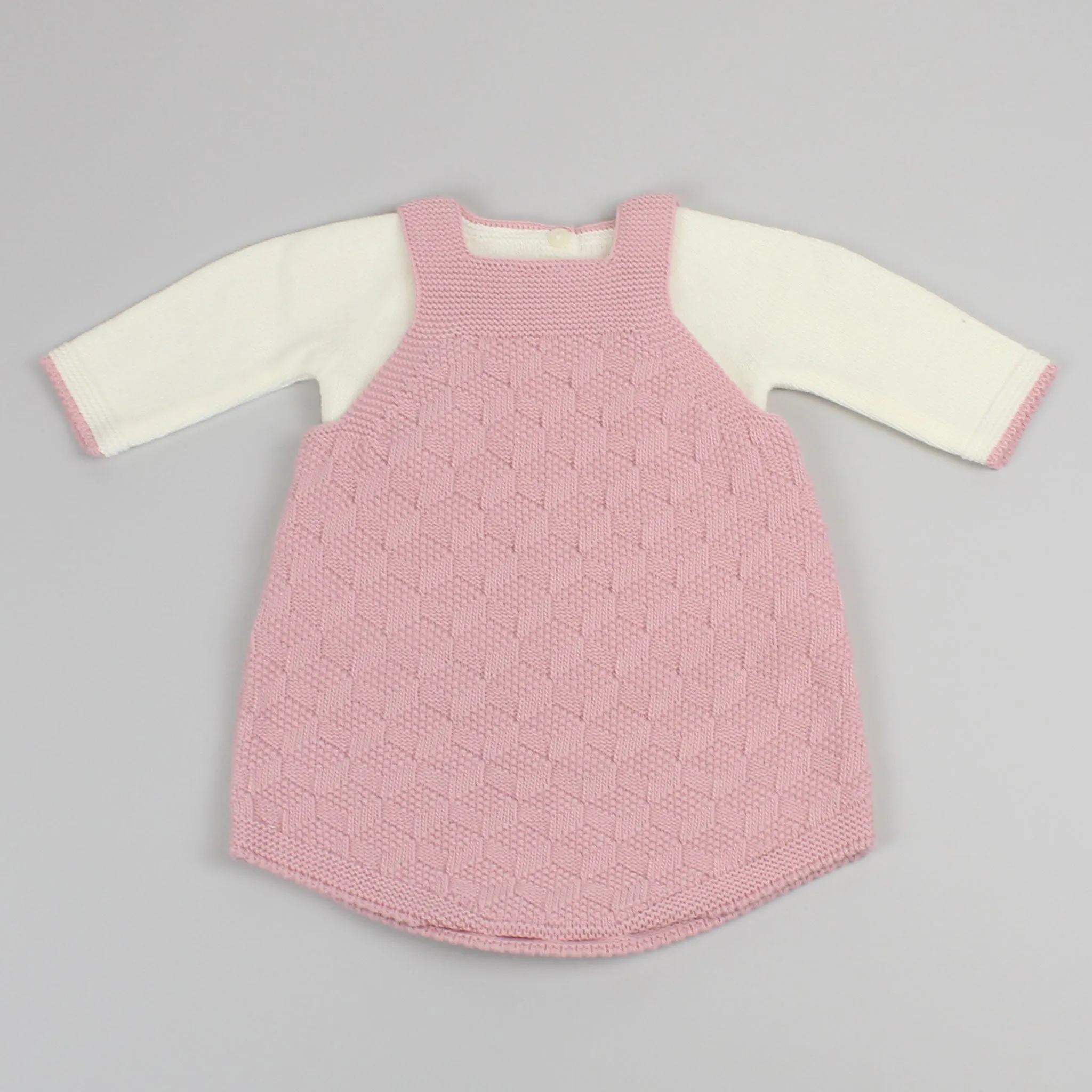 Baby Pink Knitted Outfit - Romper, Braces and Jumper