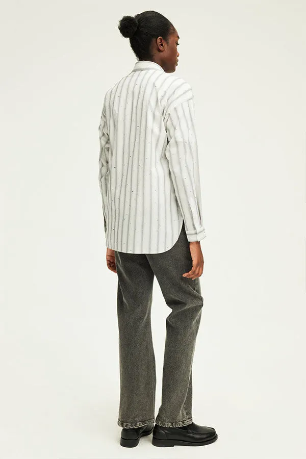 BENOITE STRIPED RHINESTONE SHIRT