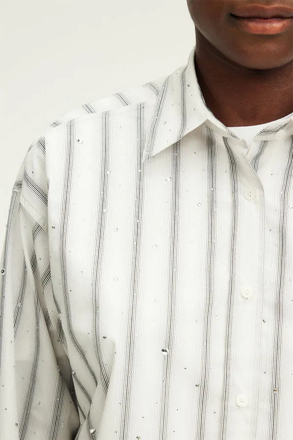 BENOITE STRIPED RHINESTONE SHIRT
