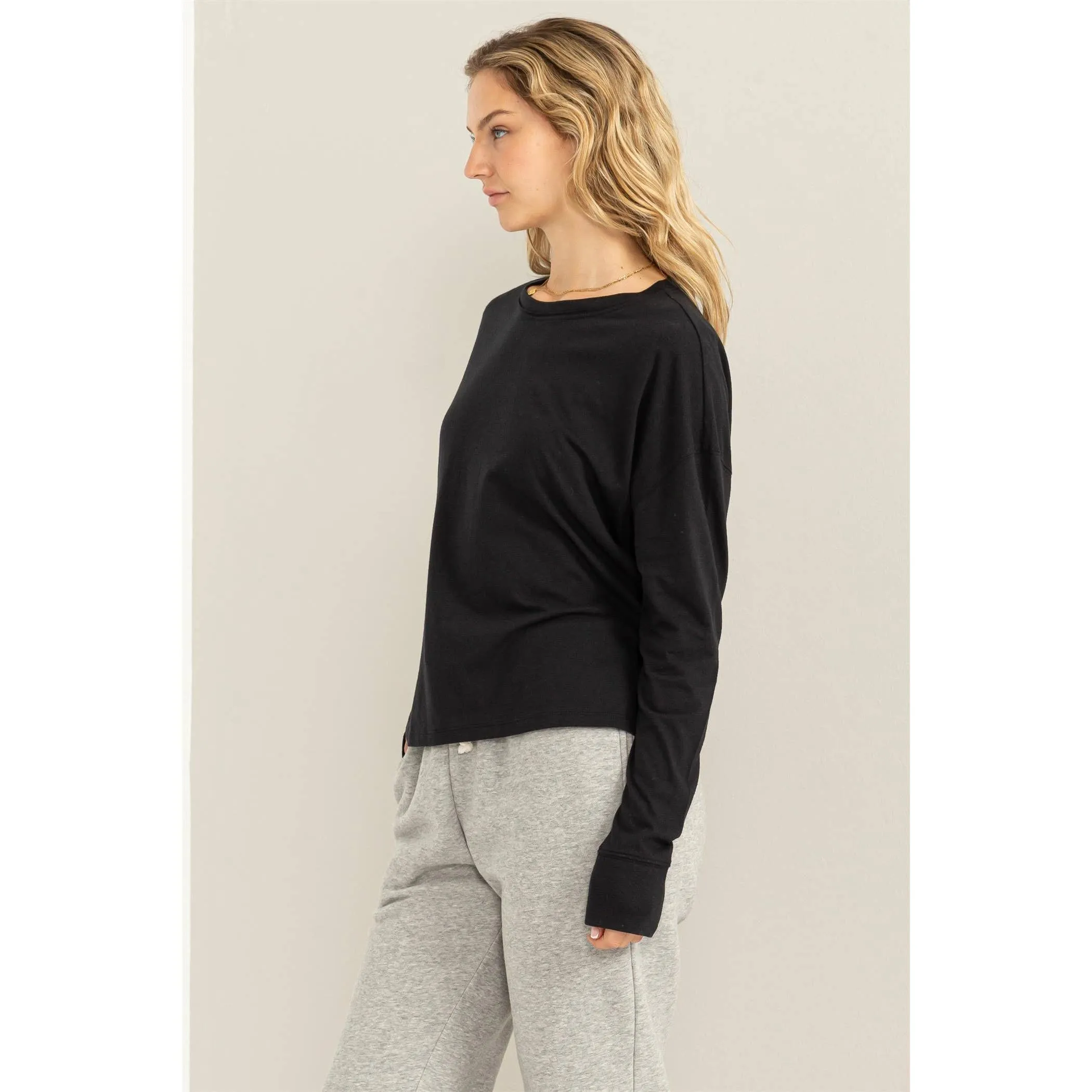Black Crew Neck Long SLeeve HYFVE Tee