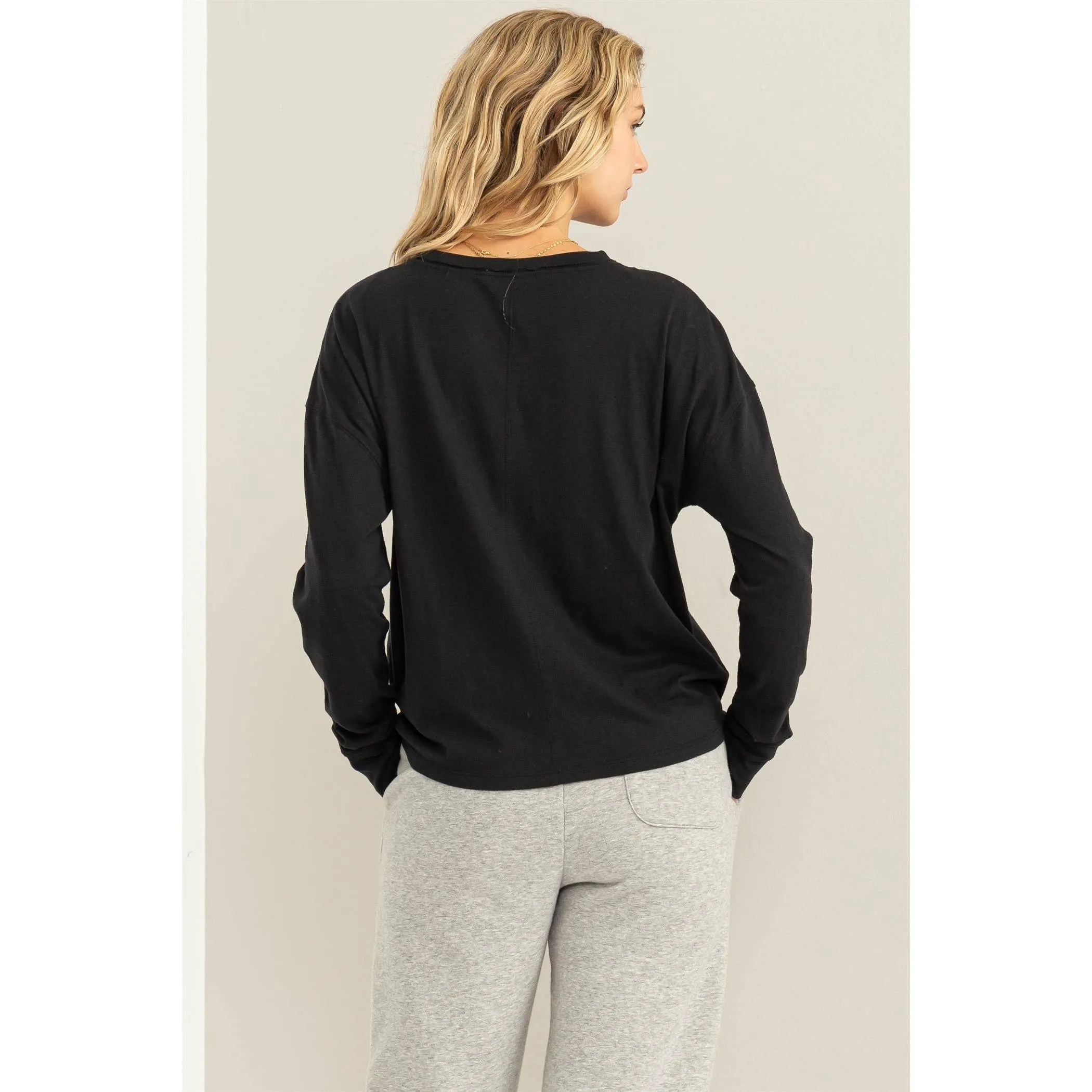 Black Crew Neck Long SLeeve HYFVE Tee