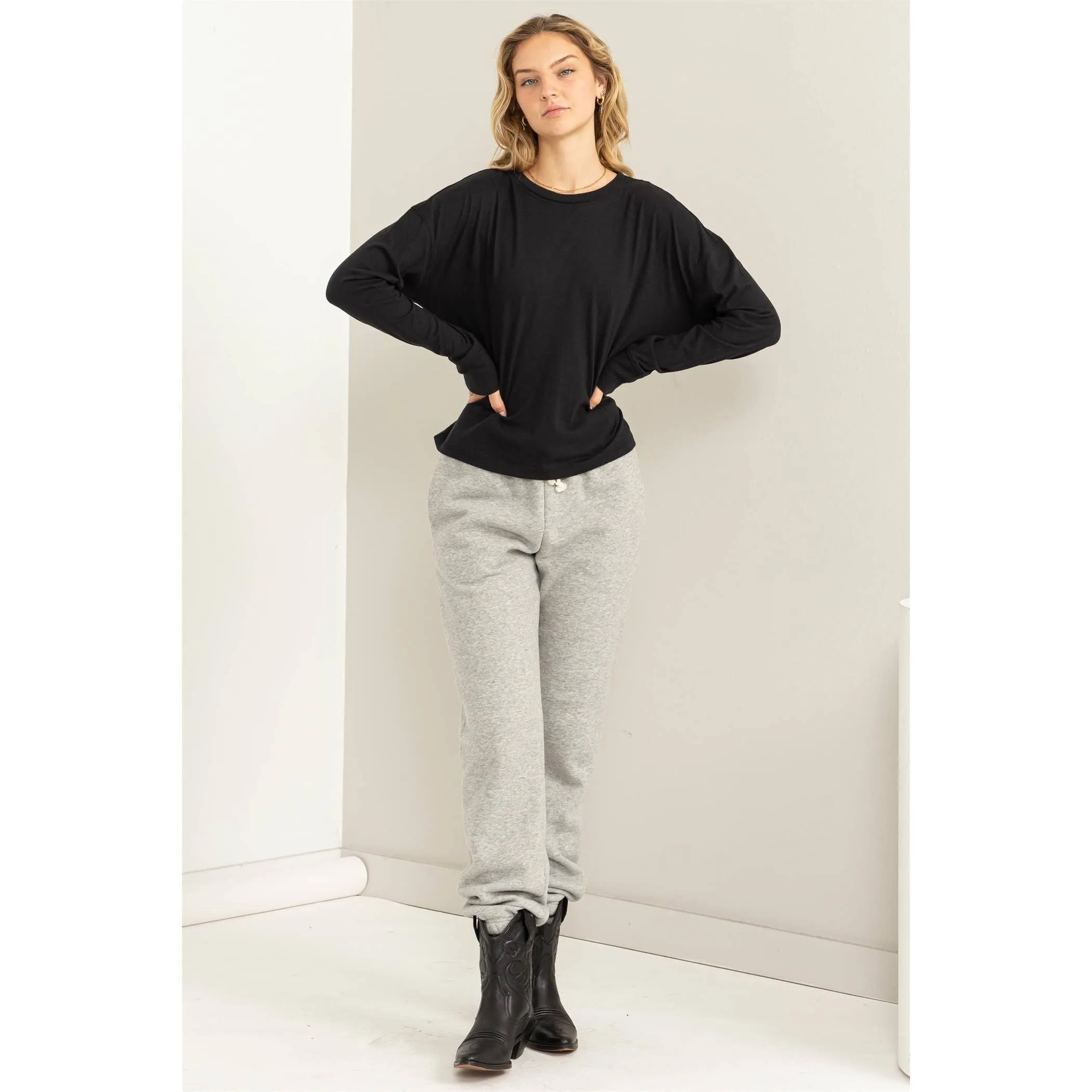 Black Crew Neck Long SLeeve HYFVE Tee