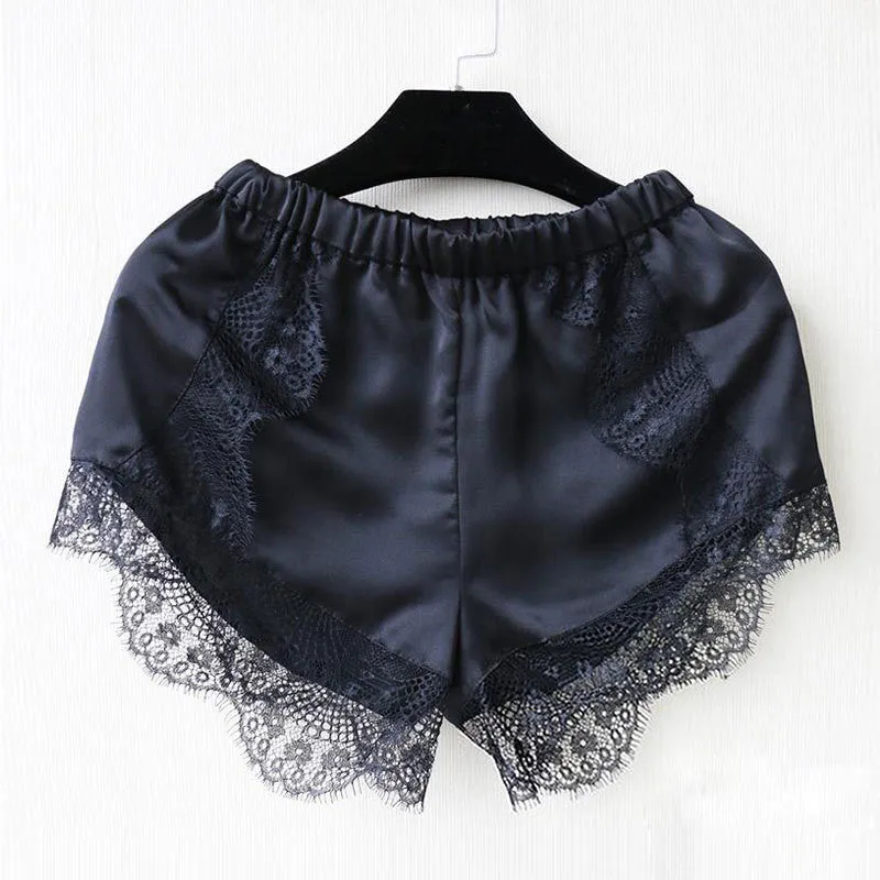 Black/White Women Girl Elastic Casual Shorts High Waist Lace Shorts Croth Fitness