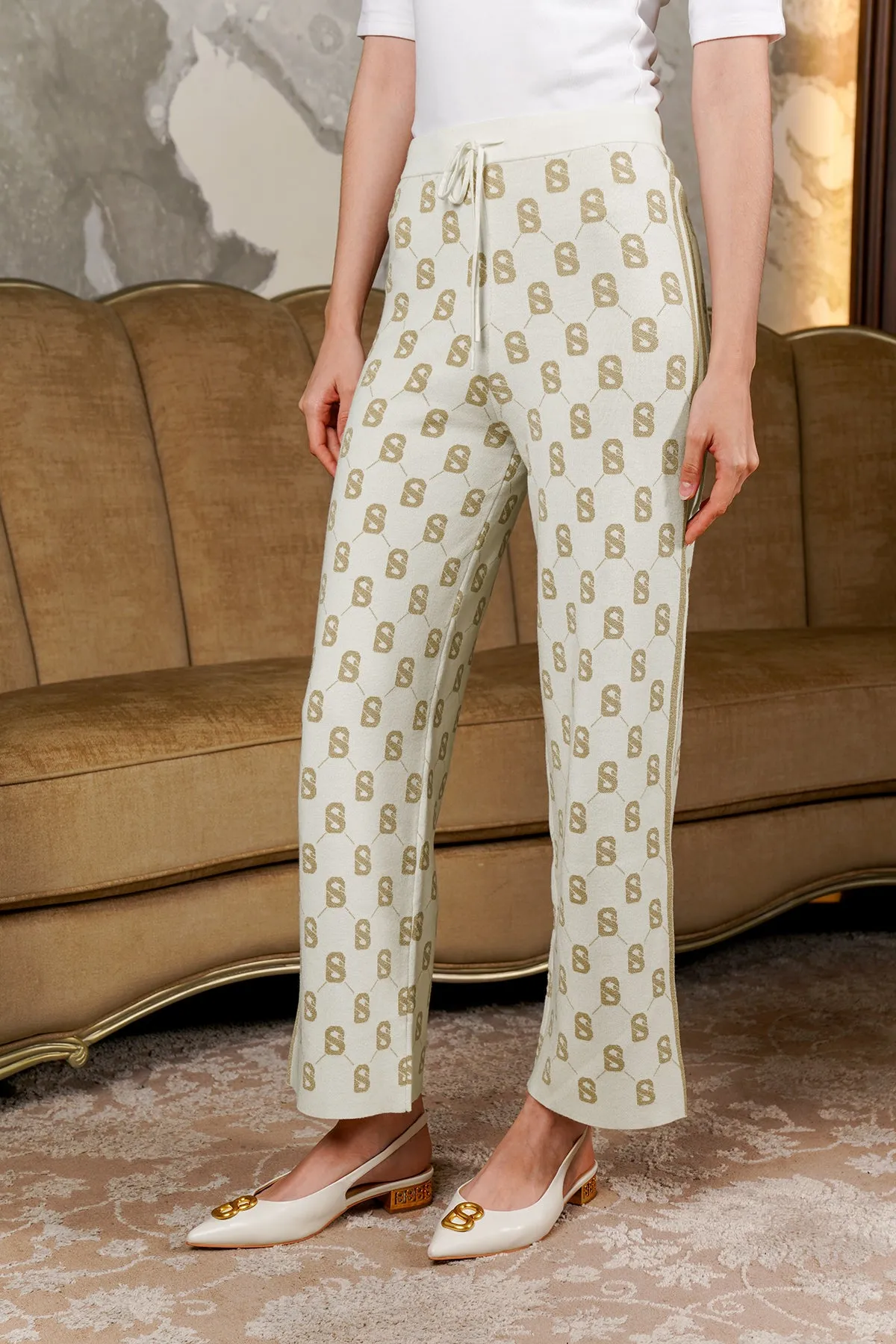 Blair Monogram Pants - White