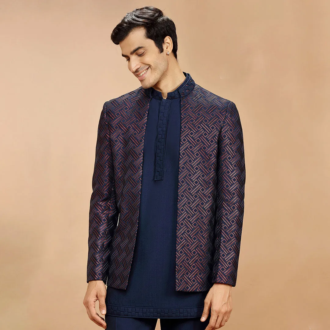 Blue Jodhpuri  With Embroidered Jacket
