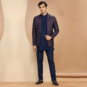 Blue Jodhpuri  With Embroidered Jacket
