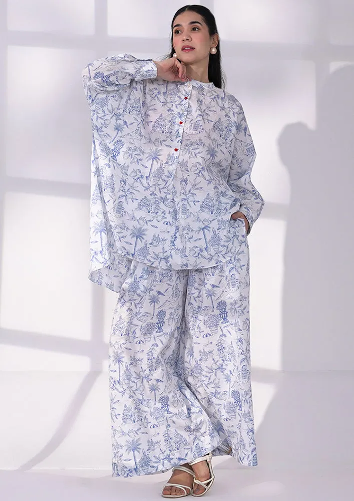 Blue printed loose co-ord Set