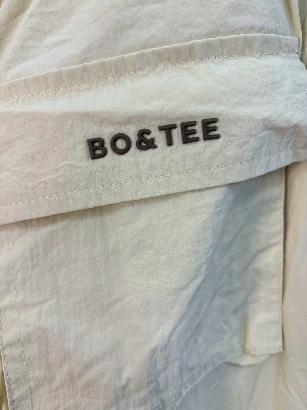 Bo&Tee Cream Batha Polyamide Cargo Trousers UK S