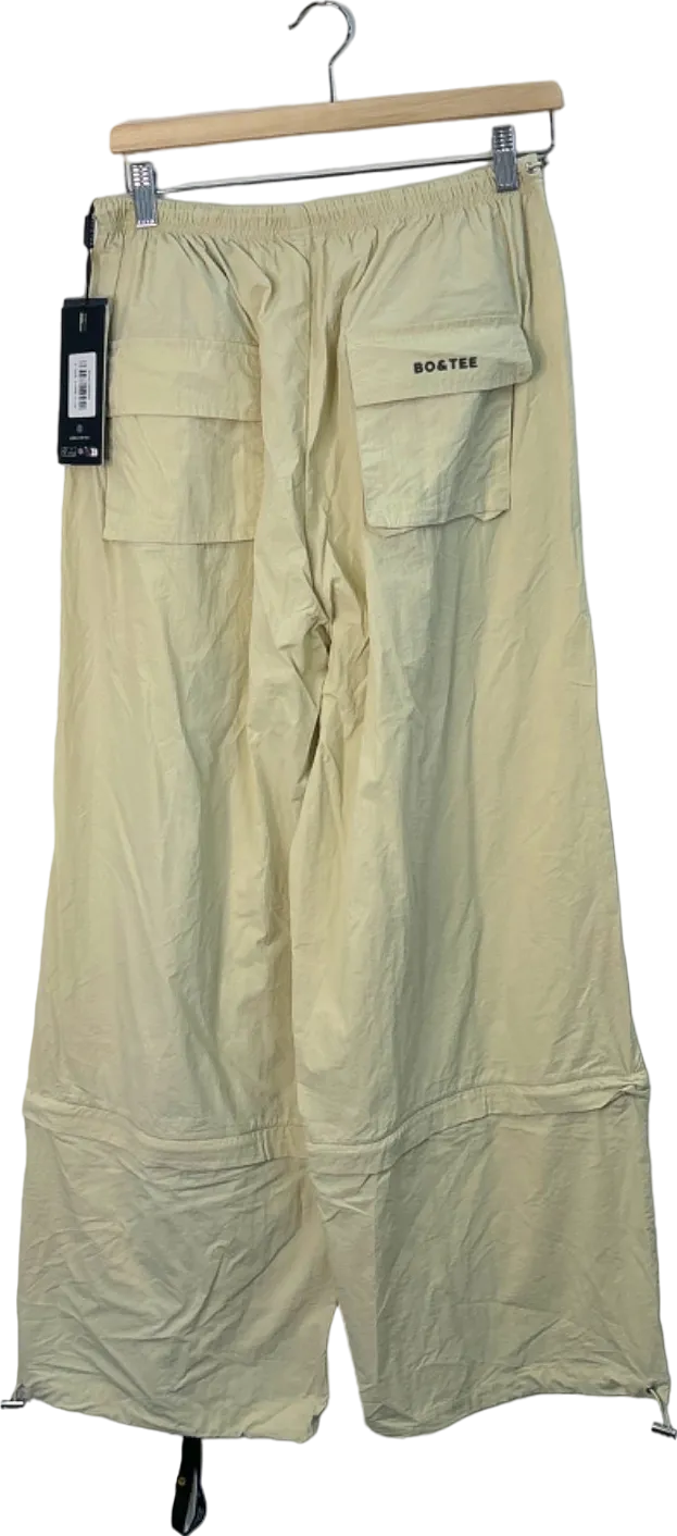 Bo&Tee Cream Batha Polyamide Cargo Trousers UK S