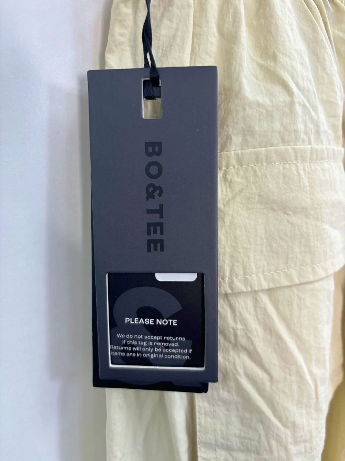 Bo&Tee Cream Batha Polyamide Cargo Trousers UK S