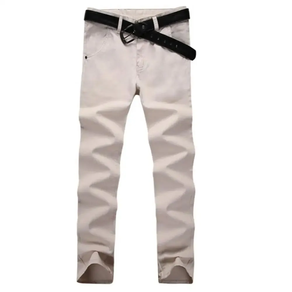 Casual Men Pants Autumn New Solid Color Button Cotton Straight Long Pants Pockets Business Trousers Fashion Male Plus Size Pants