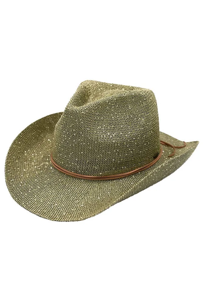 C.C Sequin Cowboy Hat Sage