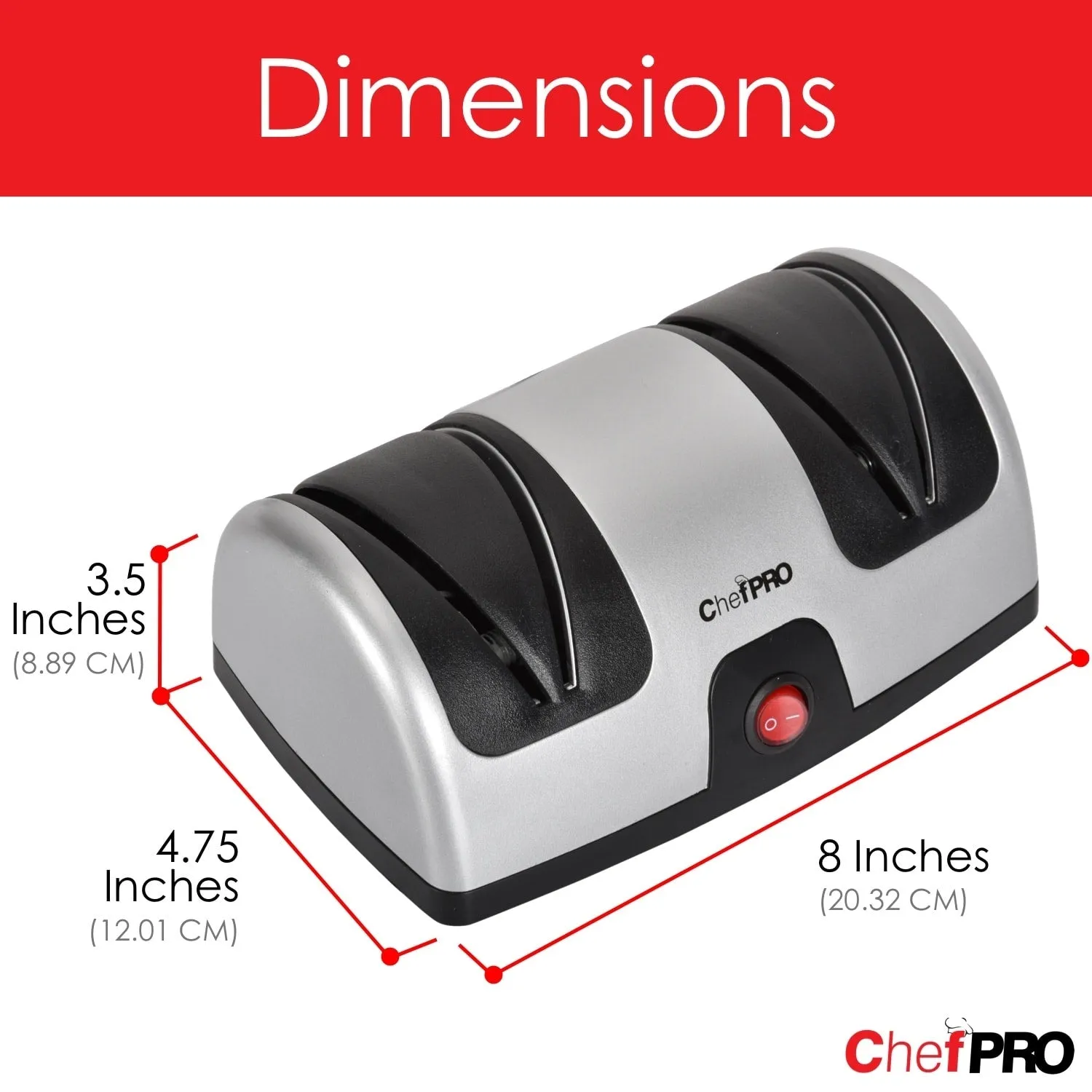 Chef Pro Electric Kitchen Knife Sharpener and Polishing System, Black-Silver