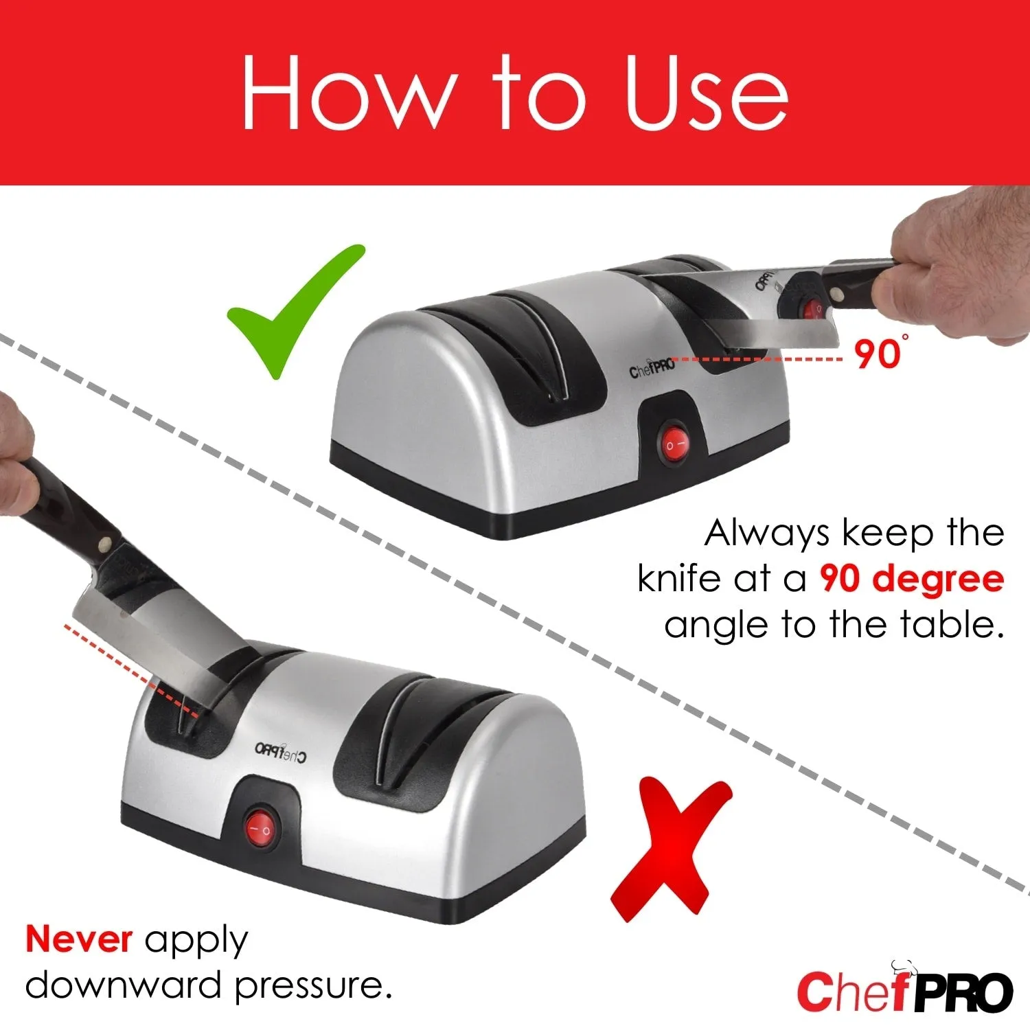 Chef Pro Electric Kitchen Knife Sharpener and Polishing System, Black-Silver