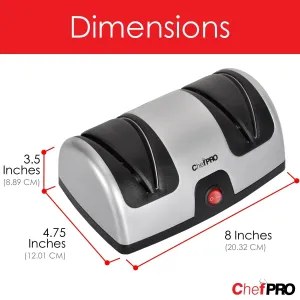 Chef Pro Electric Kitchen Knife Sharpener and Polishing System, Black-Silver