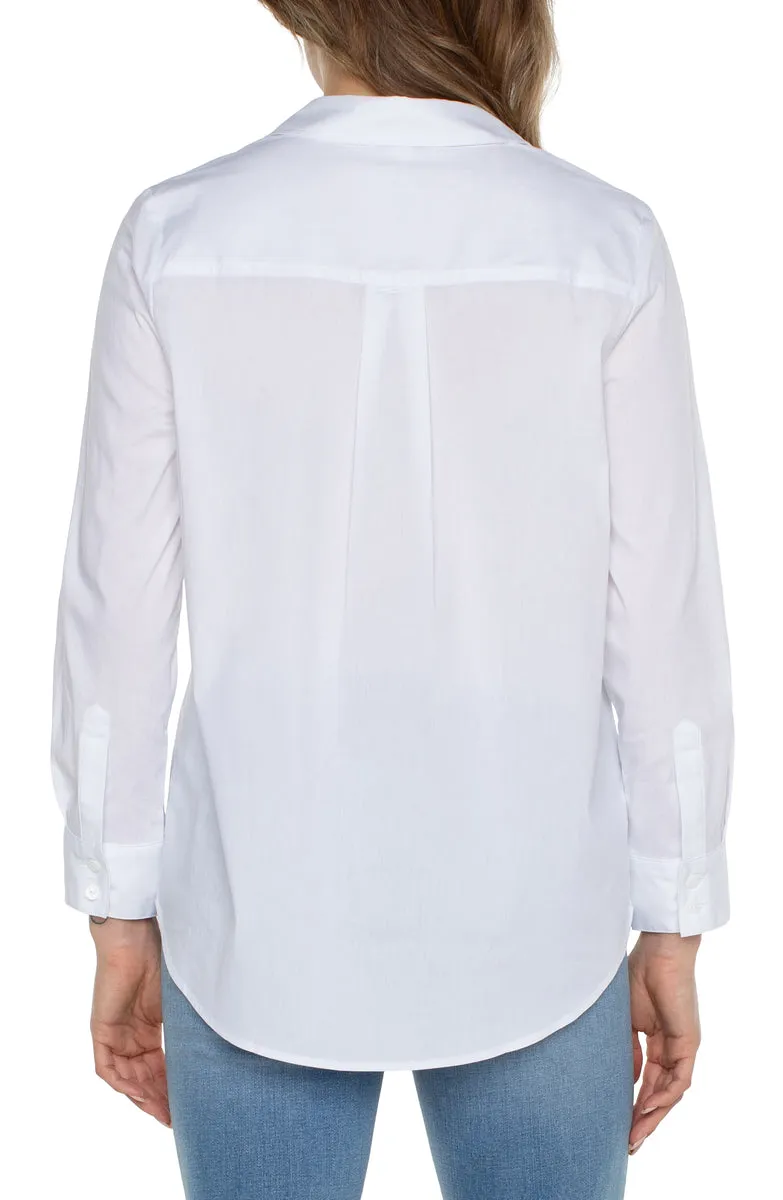 Classic Button Front Poplin Shirt