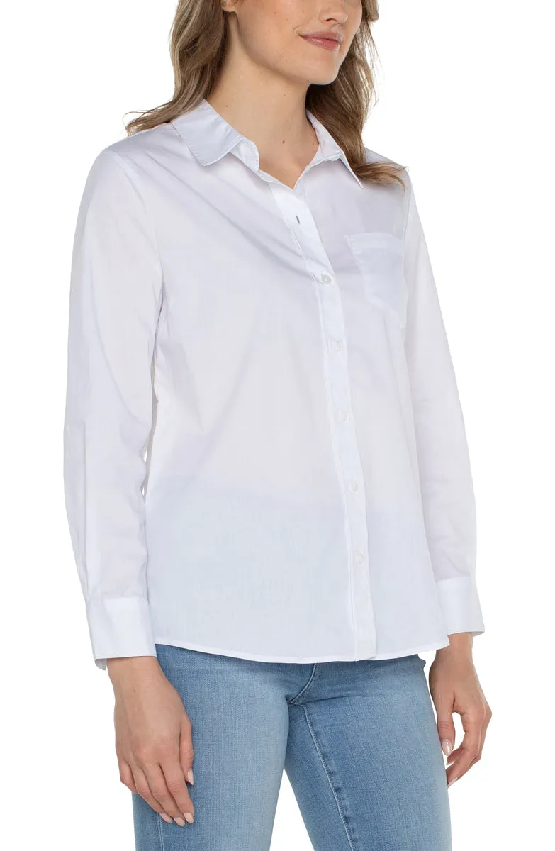 Classic Button Front Poplin Shirt