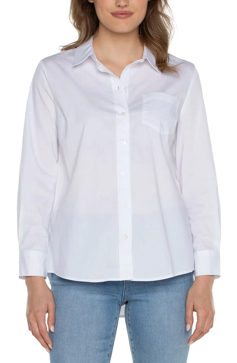 Classic Button Front Poplin Shirt