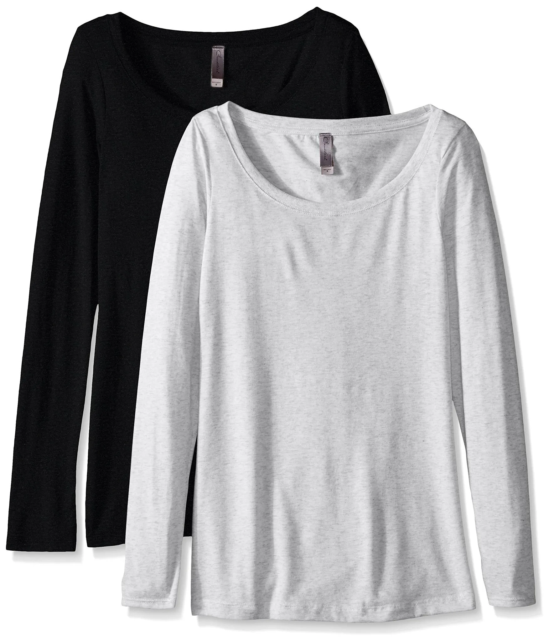 Clementine Women's Tri-Blend Long Sleeve Crew Neck Top (Pack of 2)