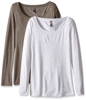 Clementine Women's Tri-Blend Long Sleeve Crew Neck Top (Pack of 2)