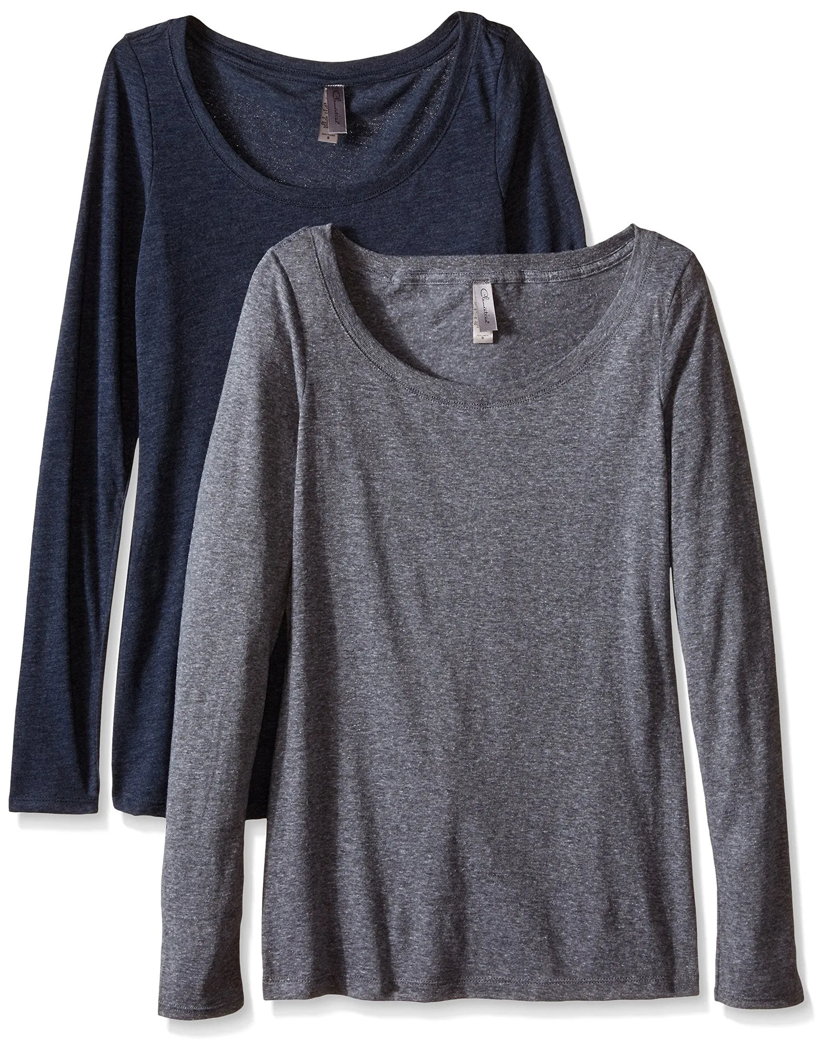 Clementine Women's Tri-Blend Long Sleeve Crew Neck Top (Pack of 2)