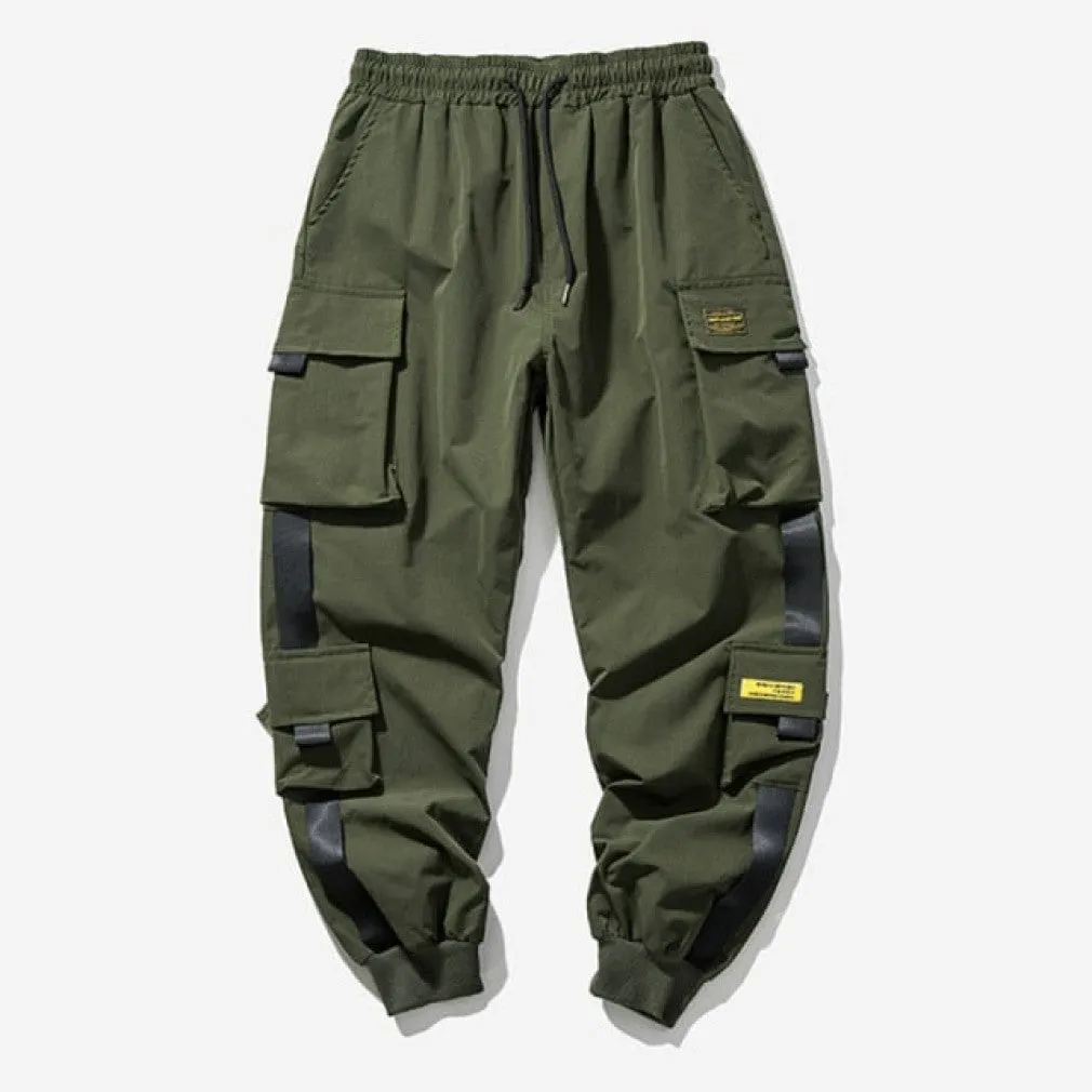 ContiNent 33 Joggers Cargo Pants for Men Casual Hip Hop Pocket Male Trousers Sweatpants Streetwear Ribbons Techwear Pants