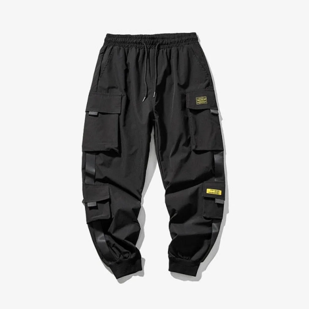 ContiNent 33 Joggers Cargo Pants for Men Casual Hip Hop Pocket Male Trousers Sweatpants Streetwear Ribbons Techwear Pants