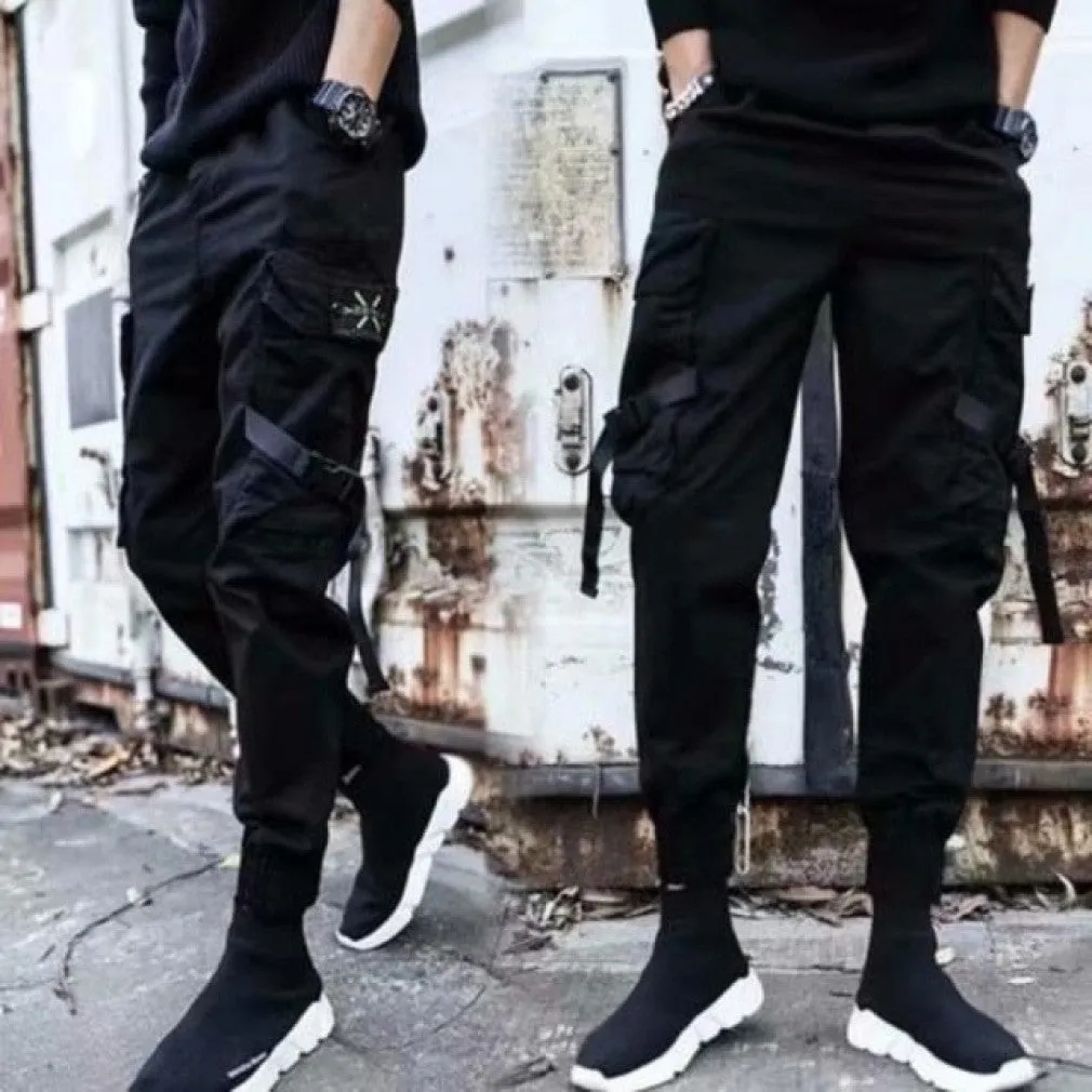 ContiNent 33 Joggers Cargo Pants for Men Casual Hip Hop Pocket Male Trousers Sweatpants Streetwear Ribbons Techwear Pants