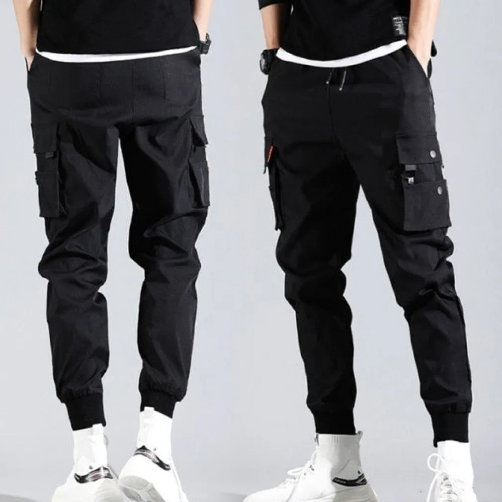 ContiNent 33 Joggers Cargo Pants for Men Casual Hip Hop Pocket Male Trousers Sweatpants Streetwear Ribbons Techwear Pants