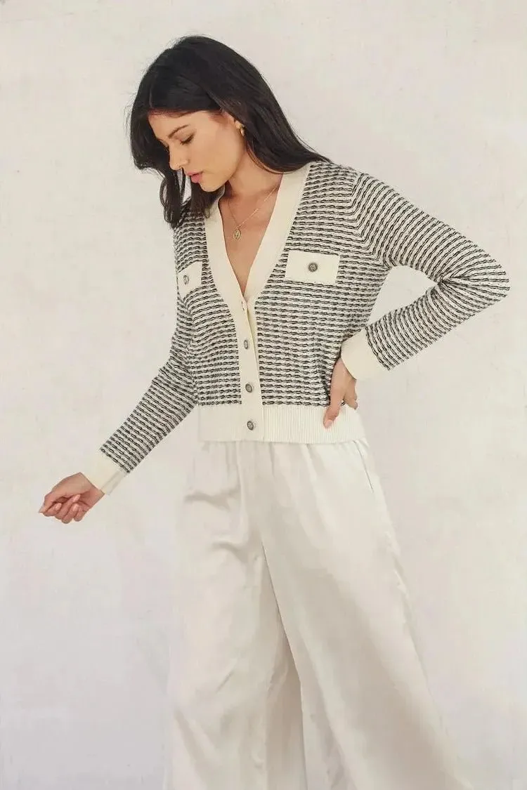 Contrast Rib Cardigan